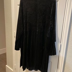 Black vines, velvet, long sleeve, low scoop dress